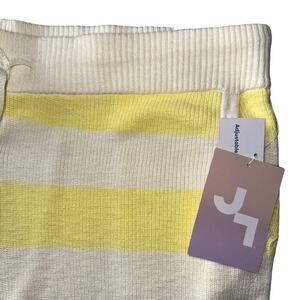 JOY LAB STRIPED MID RISE SHORTS WOMENS LARGE YELLOW WHITE DRAWSTRING NWT